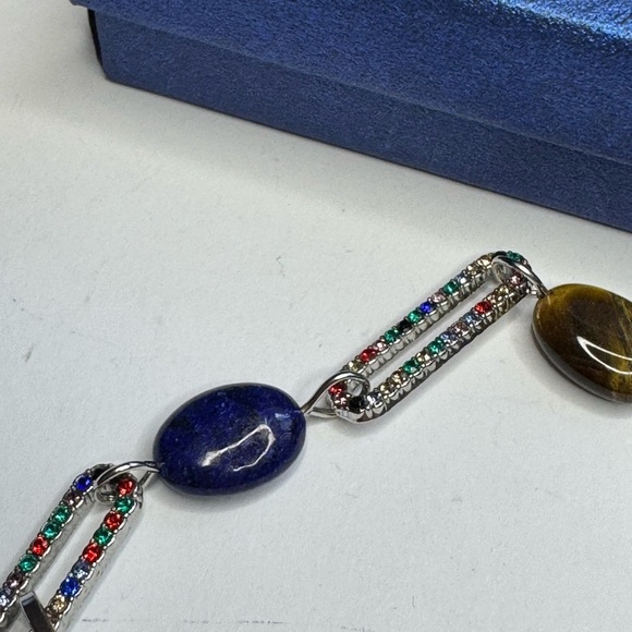 Multi-gemstone Paperclip Bracelet - Picture 5 of 5